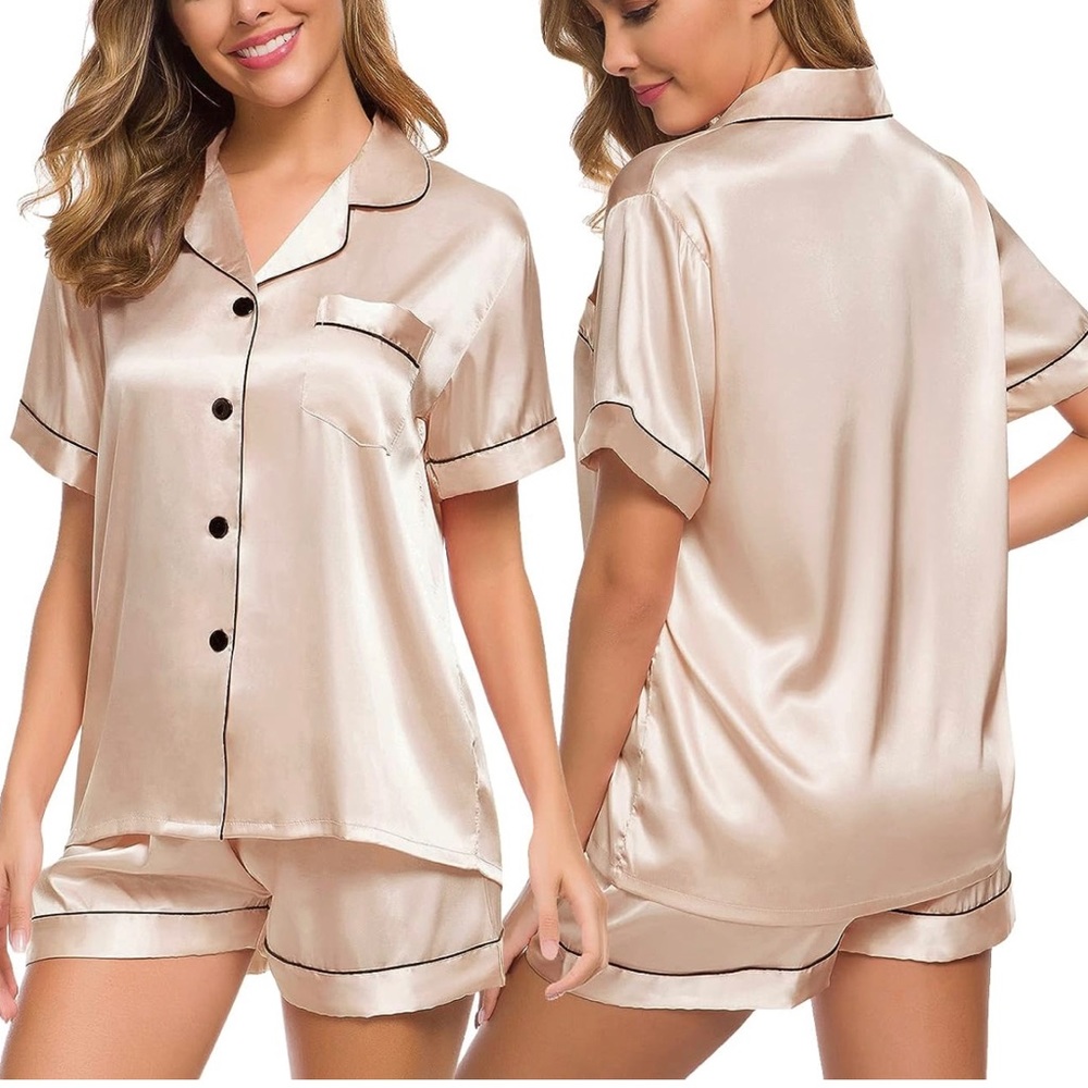 Champagne 2pc silk pajama set 🥂
